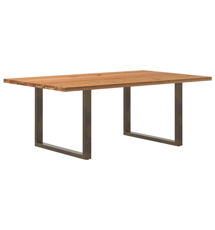Table à manger marron clair bois de chêne massif rectangulaire | Mobilier & Déco