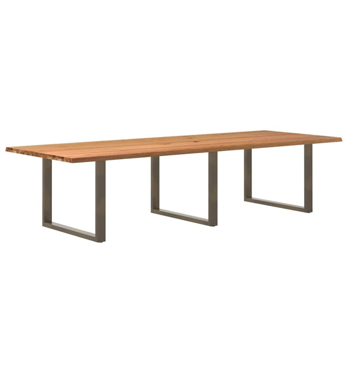 Table à manger marron clair bois de chêne massif rectangulaire | Mobilier & Déco