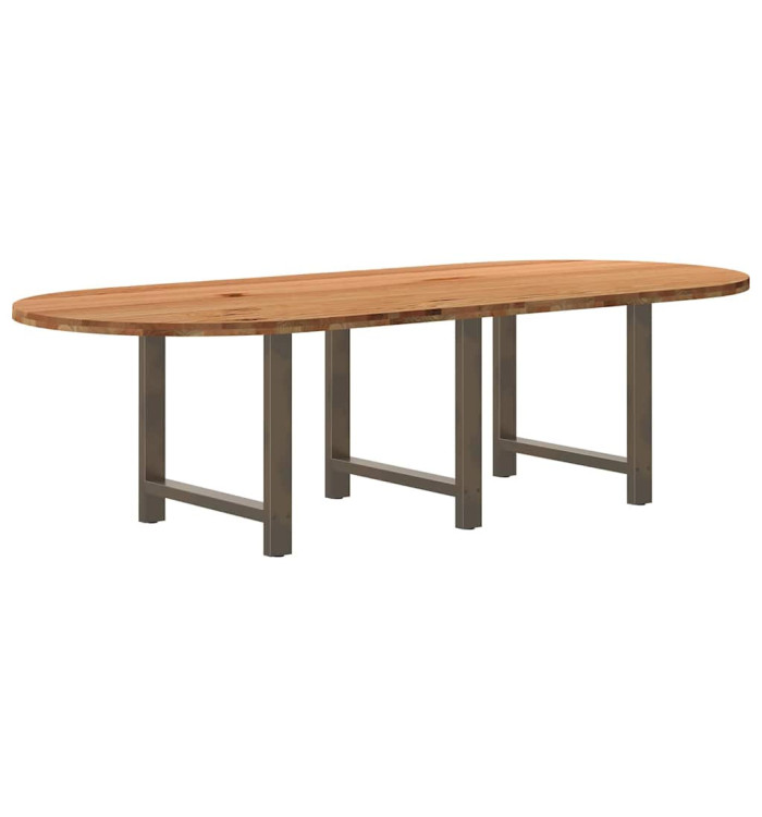Table à manger marron clair bois de chêne massif ovale | Mobilier & Déco