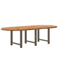 Table à manger marron clair bois de chêne massif ovale | Mobilier & Déco