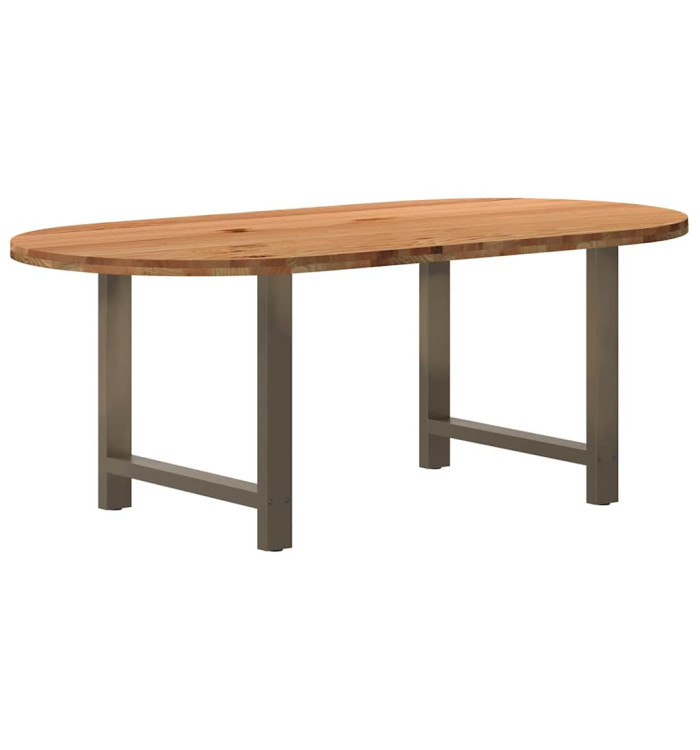 Table à manger marron clair bois de chêne massif ovale | Mobilier & Déco