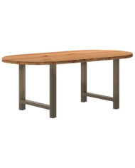 Table à manger marron clair bois de chêne massif ovale | Mobilier & Déco