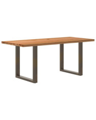 Table à manger marron clair bois de chêne massif rectangulaire | Mobilier & Déco