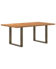 Table à manger marron clair bois de chêne massif rectangulaire | Mobilier & Déco