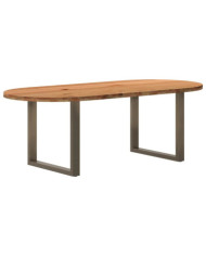 Table à manger 220x100x74 cm bois de chêne massif ovale | Mobilier & Déco