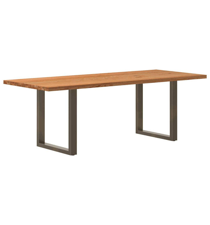 Table à manger marron clair bois de chêne massif rectangulaire | Mobilier & Déco