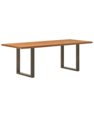 Table à manger marron clair bois de chêne massif rectangulaire | Mobilier & Déco