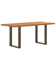 Table à manger marron clair bois de chêne massif rectangulaire | Mobilier & Déco