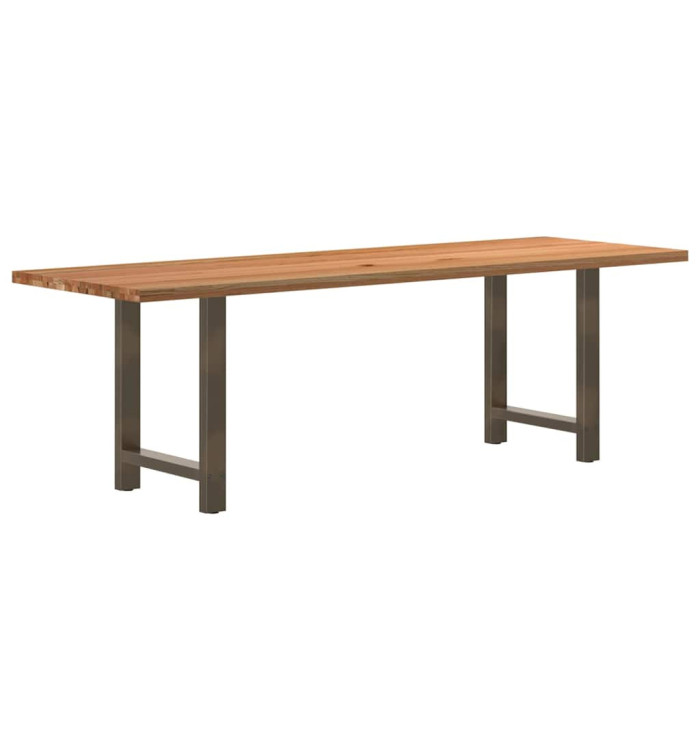 Table à manger marron clair bois de chêne massif rectangulaire | Mobilier & Déco