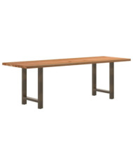 Table à manger marron clair bois de chêne massif rectangulaire | Mobilier & Déco