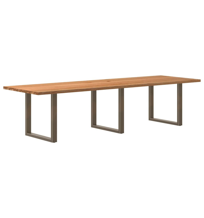Table à manger marron clair bois de chêne massif rectangulaire | Mobilier & Déco