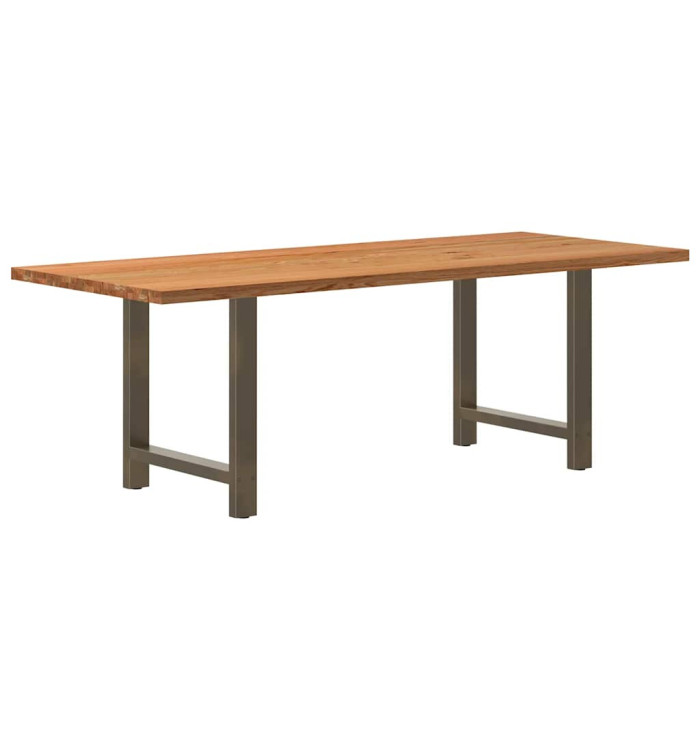 Table à manger marron clair bois de chêne massif rectangulaire | Mobilier & Déco