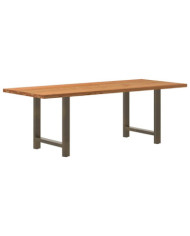 Table à manger marron clair bois de chêne massif rectangulaire | Mobilier & Déco