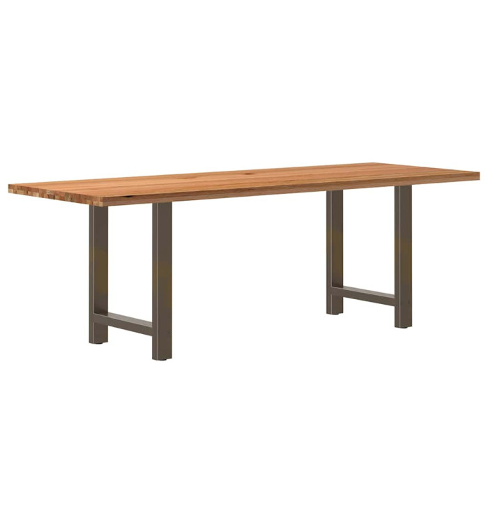 Table à manger marron clair bois de chêne massif rectangulaire | Mobilier & Déco