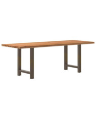 Table à manger marron clair bois de chêne massif rectangulaire | Mobilier & Déco