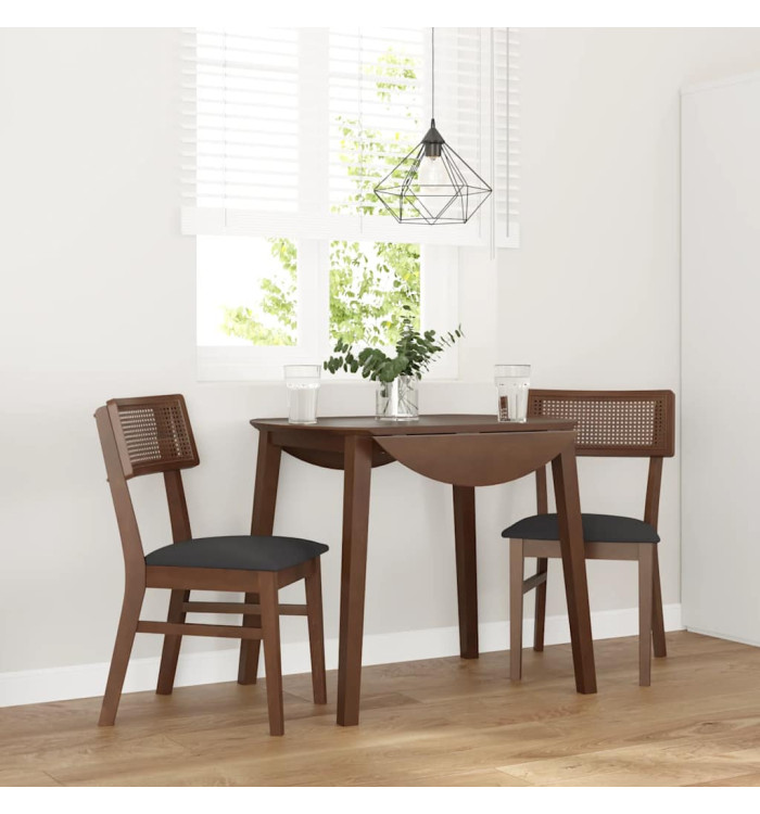 Chaises à manger coussins 2 pcs marron bois massif caoutchouc | Mobilier & Déco