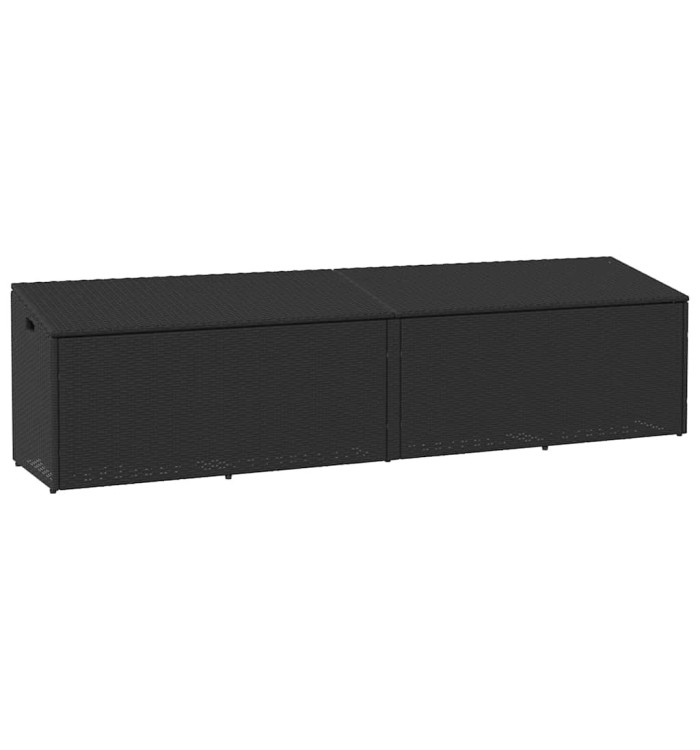 Boîte de rangement de jardin noir 220x50x58 cm résine tressée | Mobilier & Déco
