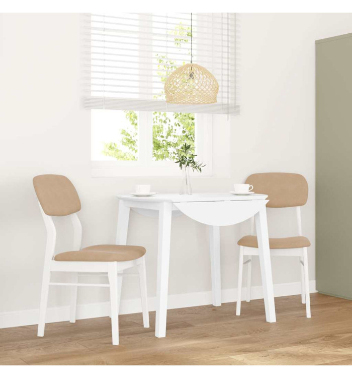 Chaises à manger coussins 2 pcs blanc bois massif caoutchouc | Mobilier & Déco