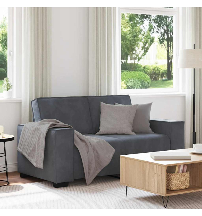 Canapé à 2 places Gris foncé 120 cm Velours | Mobilier & Déco