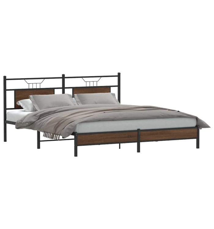 Cadre de lit sans matelas chêne marron 183x203 cm | Mobilier & Déco