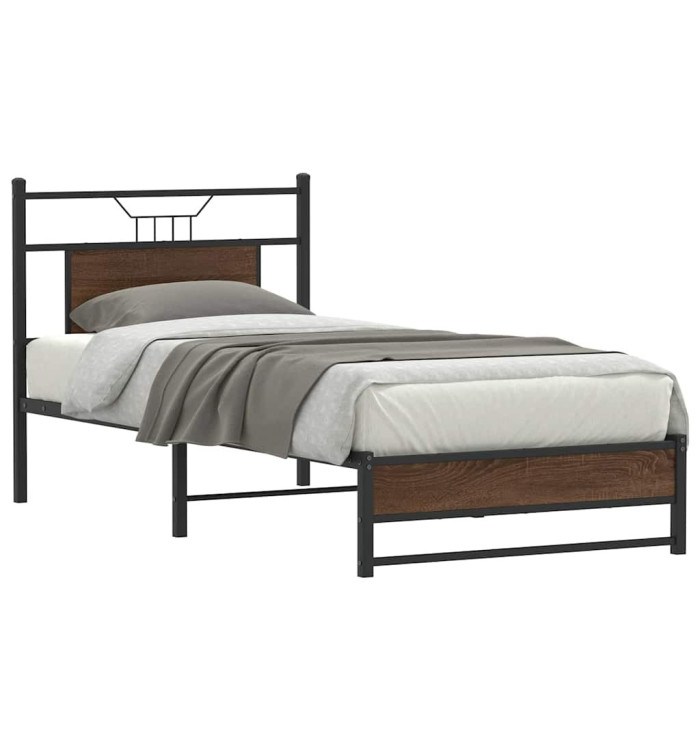 Cadre de lit sans matelas chêne marron 90x200cm bois ingénierie | Mobilier & Déco