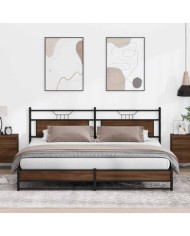 Cadre de lit en métal sans matelas chêne marron 193x203 cm | Mobilier & Déco
