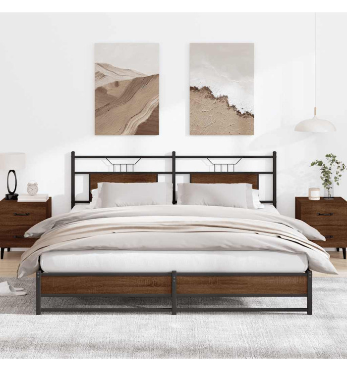 Cadre de lit en métal sans matelas chêne marron 180x200 cm | Mobilier & Déco