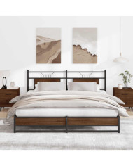Cadre de lit en métal sans matelas chêne marron 180x200 cm | Mobilier & Déco