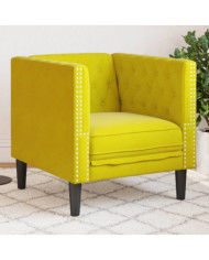 Fauteuil Chesterfield jaune velours | Mobilier & Déco