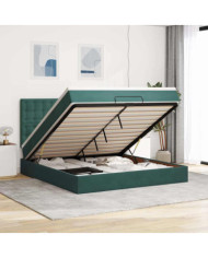 Cadre de lit ottoman avec matelas vert foncé 160x200 cm velours | Mobilier & Déco