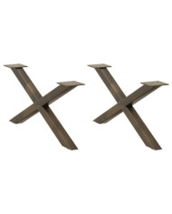 Pieds de table basse en forme de X, 2 pièces, acier naturel, 70 x (30-31) cm | Mobilier & Déco