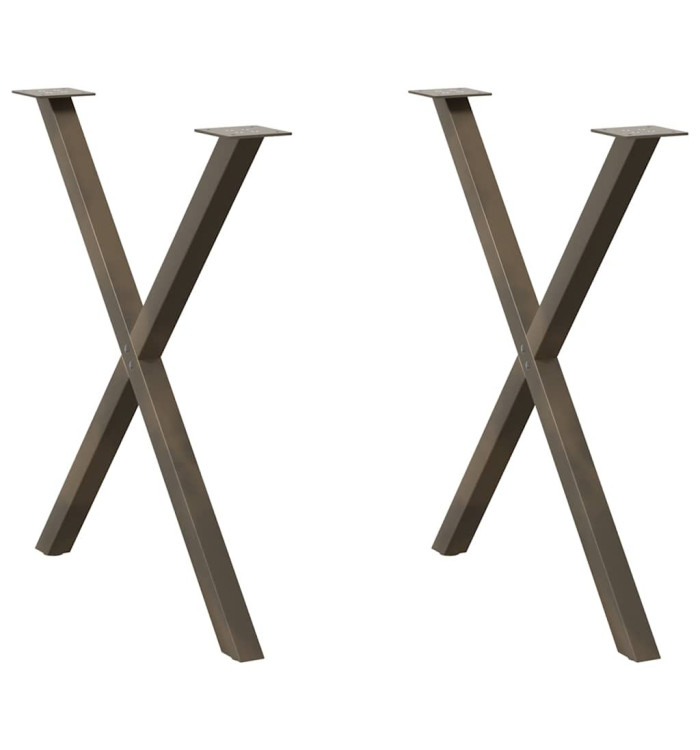 Pieds de table à manger en forme de X, 2 pièces, acier naturel, 80 x (72-73) cm | Mobilier & Déco