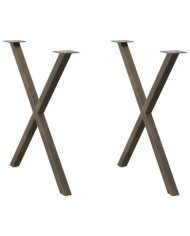 Pieds de table à manger en forme de X, 2 pièces, acier naturel, 80 x (72-73) cm | Mobilier & Déco
