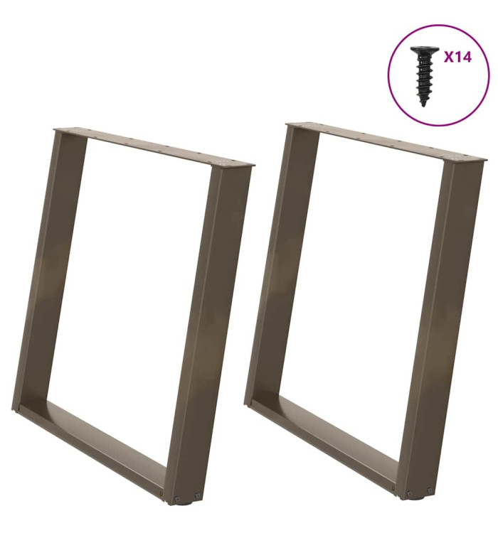 Pieds de table à manger en forme de U, 2 pièces, acier naturel, 100 x (72-73) cm | Mobilier & Déco