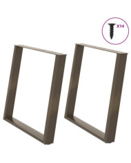 Pieds de table à manger en forme de U, 2 pièces, acier naturel, 100 x (72-73) cm | Mobilier & Déco