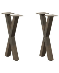Pieds de table basse en forme de X, 2 pièces, acier naturel, 28 x (42-43) cm | Mobilier & Déco