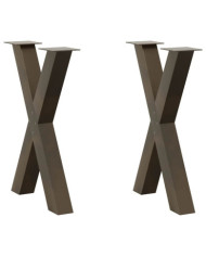 Pieds de table à manger en forme de X, 2 pièces, acier naturel, 60 x (72-73) cm | Mobilier & Déco