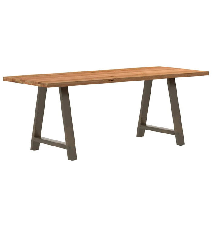 Table à manger marron clair bois de chêne massif rectangulaire | Mobilier & Déco