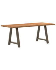 Table à manger marron clair bois de chêne massif rectangulaire | Mobilier & Déco