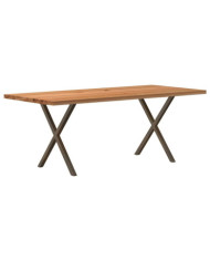 Table à manger marron clair bois de chêne massif rectangulaire | Mobilier & Déco