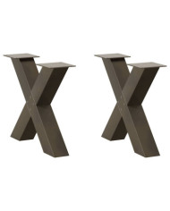 Pieds de table basse en forme de X, 2 pièces, acier naturel, 60 x (42-43) cm | Mobilier & Déco