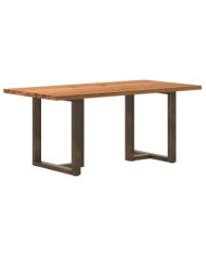Table à manger marron clair bois de chêne massif rectangulaire | Mobilier & Déco