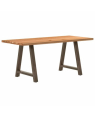 Table à manger marron clair bois de chêne massif rectangulaire | Mobilier & Déco