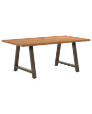 Table à manger marron clair bois de chêne massif rectangulaire | Mobilier & Déco