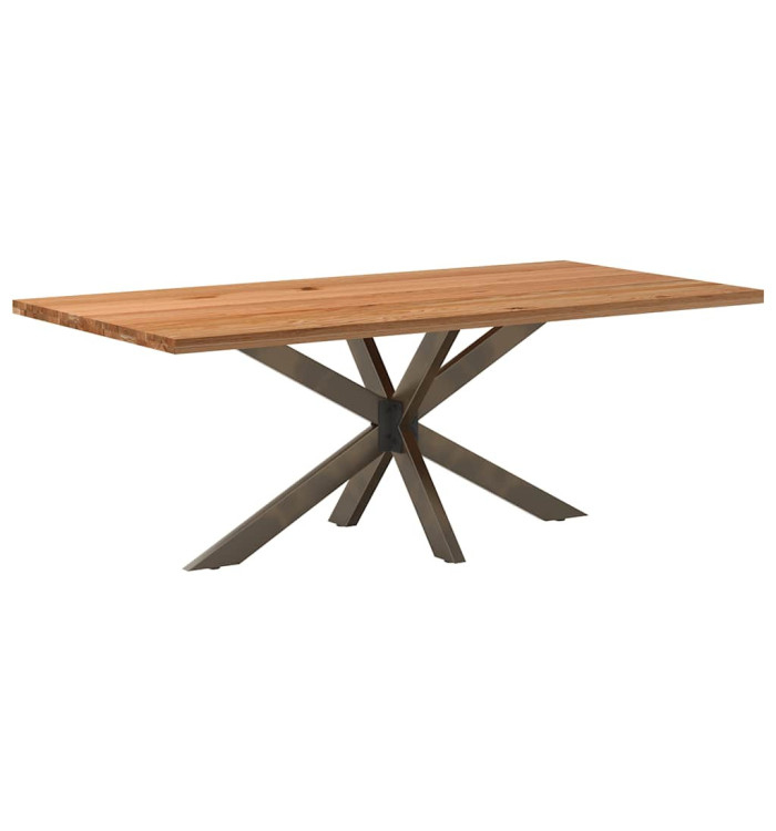 Table à manger marron clair bois de chêne massif rectangulaire | Mobilier & Déco