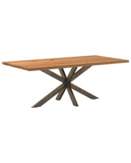 Table à manger marron clair bois de chêne massif rectangulaire | Mobilier & Déco