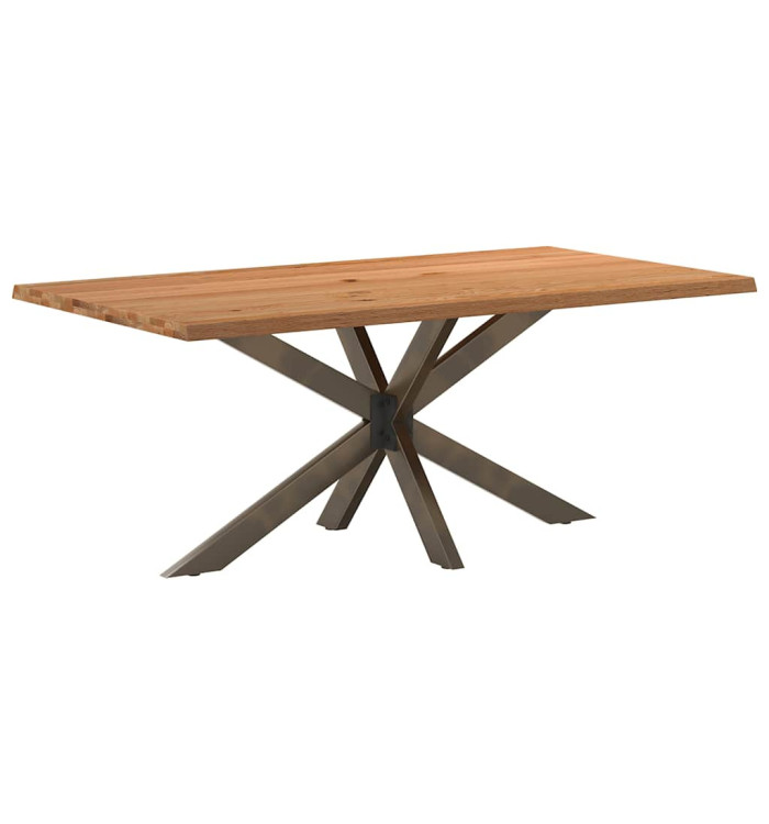 Table à manger marron clair bois de chêne massif rectangulaire | Mobilier & Déco