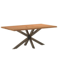 Table à manger marron clair bois de chêne massif rectangulaire | Mobilier & Déco