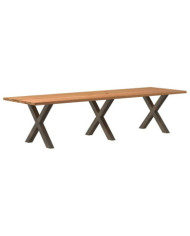 Table à manger marron clair bois de chêne massif rectangulaire | Mobilier & Déco