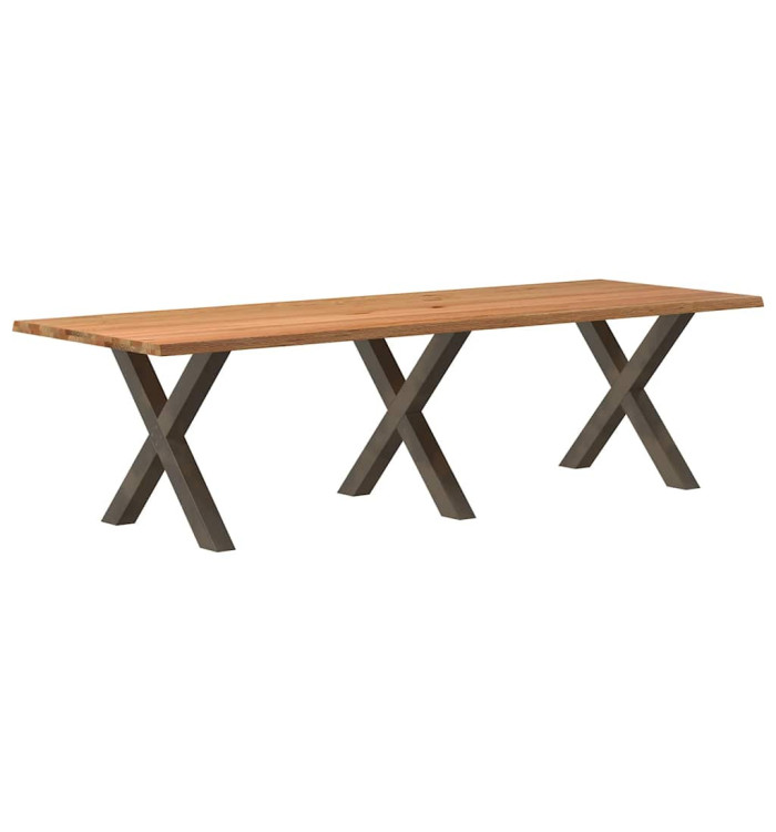 Table à manger marron clair bois de chêne massif rectangulaire | Mobilier & Déco